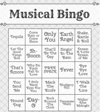Musical Bingo Example